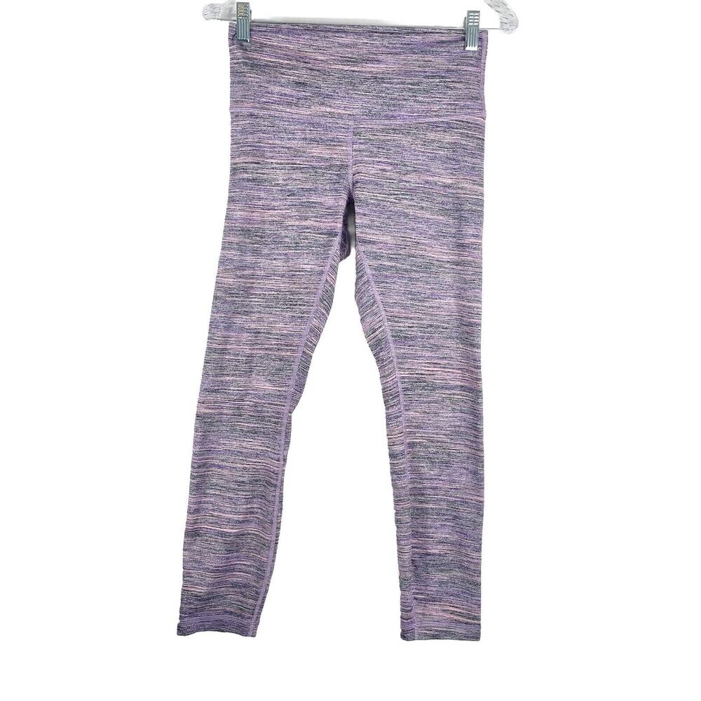 Lululemon Wunder Under Crop Leggings Size 6 Pink Purple Space Dye High-Waisted